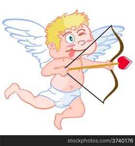 isolated a cute cartoon style of funny cupid on white background