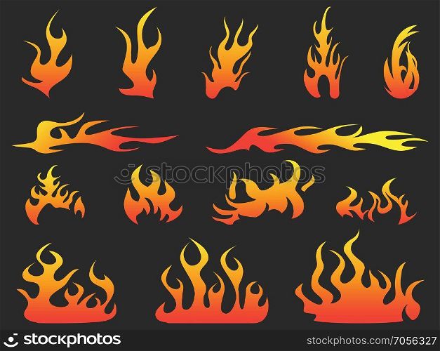 isolated abstract color fire patterns on black background