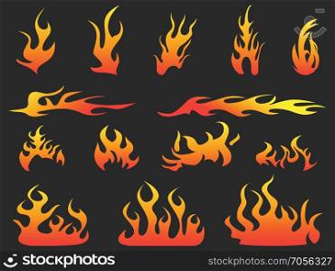 isolated abstract color fire patterns on black background