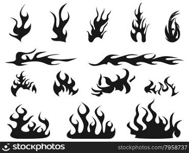 isolated abstract fire patterns icons from white background