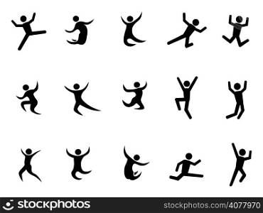 isolated abstract jumping black figures from white background