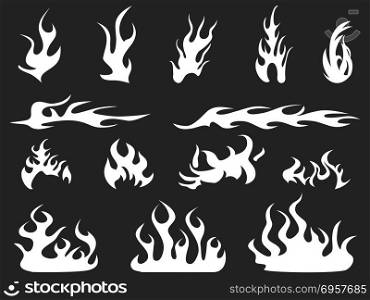 isolated abstract white fire patterns on black background. abstract white fire patterns