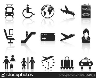 isolated Airport and travel icons set from white background