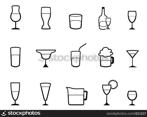 isolated alcohol cup linear icons set from white background
