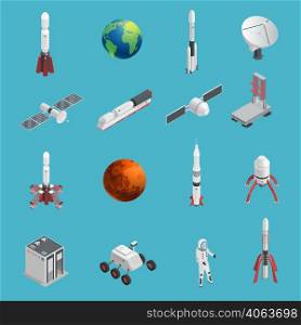 Isolated and colored 3d rocket space icon set with cosmic elements and technical tools for work in space vector illustration. 3d Rocket Space Icon Set