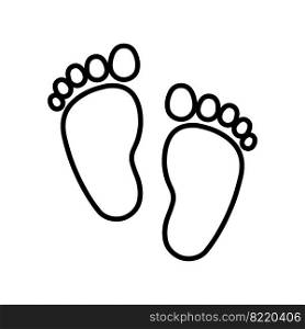 Isolated baby foot legs  outline on a white background print design. Vector illustration