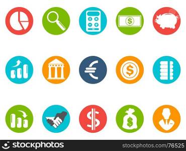 isolated bank round buttons icon set on white background