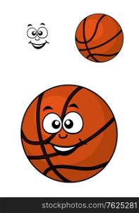 Isolated basketball ball in cartoon style with a happy face for sports design, isolated on white. Isolated basketball with a happy face