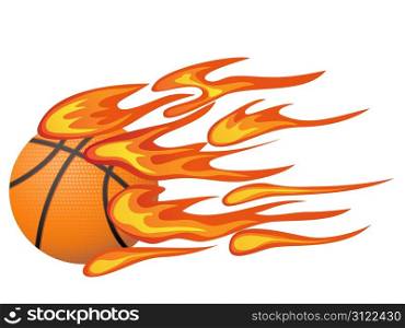 isolated basketball with flame from white background