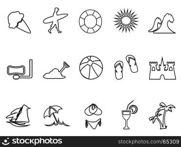 isolated beach linear icon set from white background