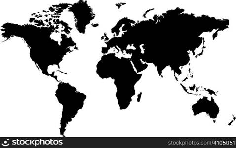 Isolated black and white map of the word that is editable