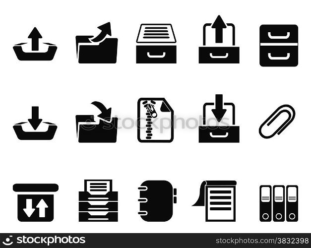 isolated black Archive icons set from white background