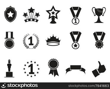 isolated black award icons set on white background