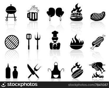 isolated black barbecue icons from white background