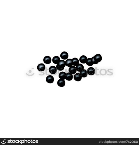 Isolated black berries. Black Caviar. black currant, elderberry, chokeberry. fruits isolated. Aronia Vector illustration. Idea for logo, label, food cocept cosmetics. Isolated black berries. Black Caviar. black currant, elderberry, chokeberry. fruits isolated. Aronia Vector illustration.