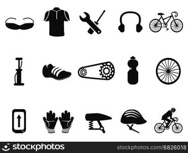 isolated black bicycle icons set on white background