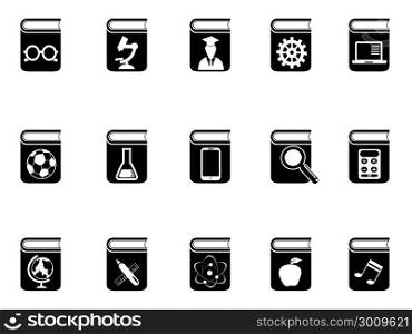 isolated black book icons set from white background