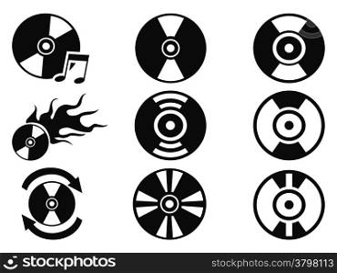 isolated black cd icons set from white background