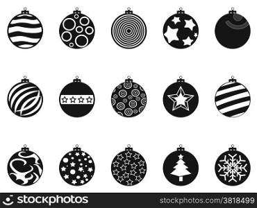 isolated black Christmas ball, christmas bauble icons set from white background