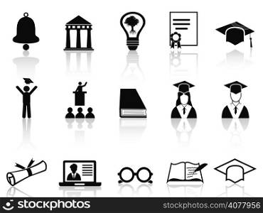 isolated black college icons set from white background