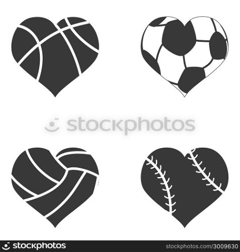 isolated black color heart ball icon from white background
