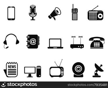 isolated black communication device icons set from white background