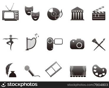 isolated black culture and art icons set from white background