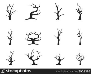 isolated black dead tree icons from white background