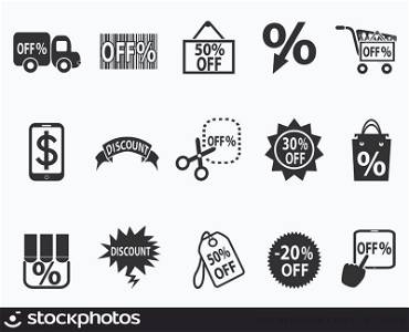 isolated black discount icons set from white background