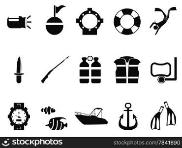 isolated black diving icons set from white background