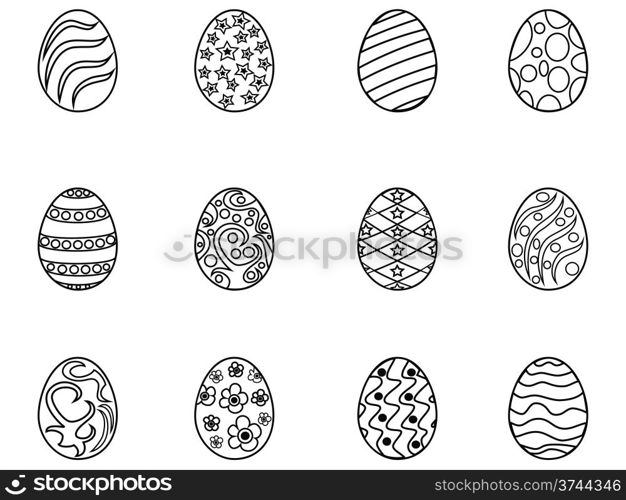 isolated black easter egg outline from white background