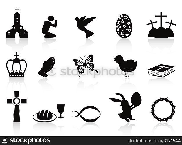 isolated black easter icons set on white background