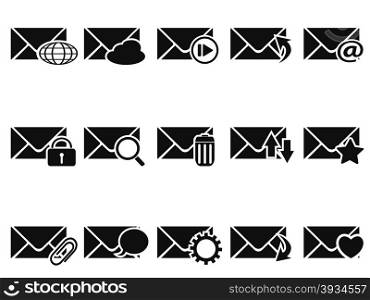 isolated black email icon set from white background
