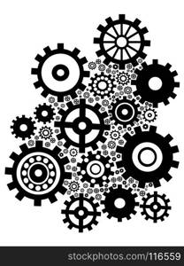 isolated black gears group set on white background