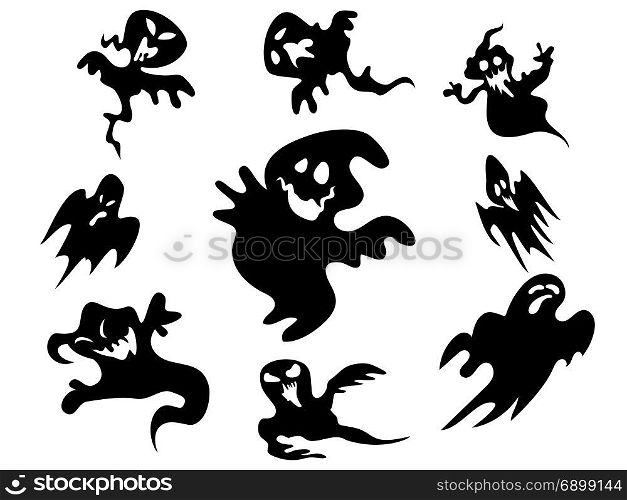 isolated black halloween ghost from white background