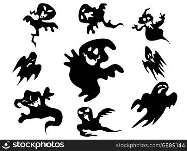 isolated black halloween ghost from white background