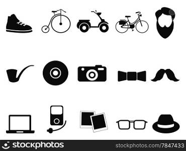 isolated black hipster icons set from white background