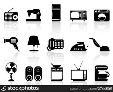 isolated black Home appliances icon set from white background