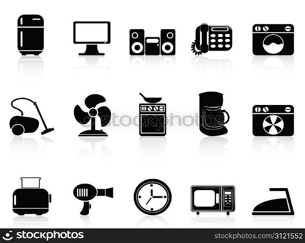 isolated black home devices icons set on white background
