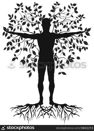 isolated black human tree from white background