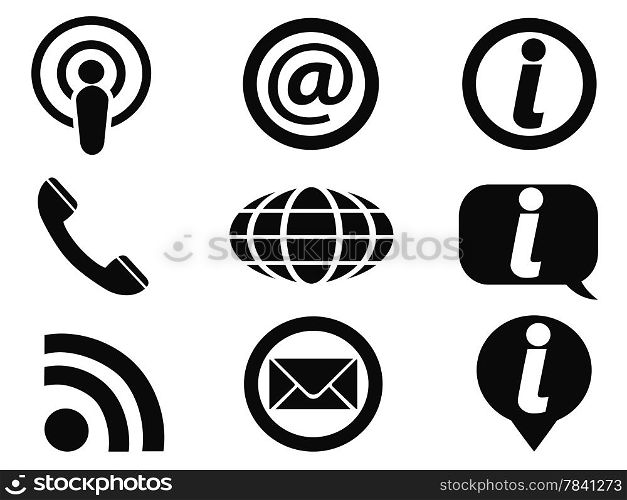 isolated black information icons set from white background
