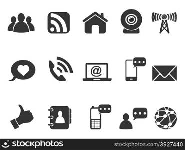 isolated black internet communication icons set from white background