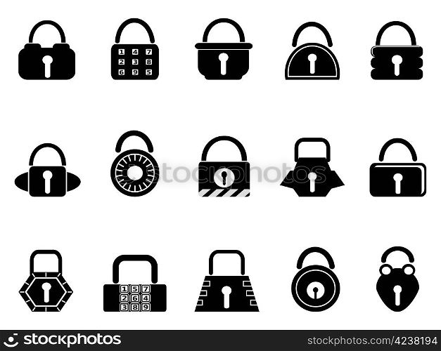 isolated black lock icons set on white background