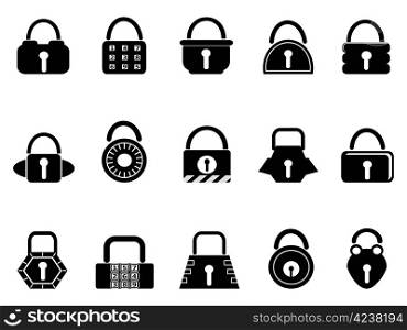 isolated black lock icons set on white background
