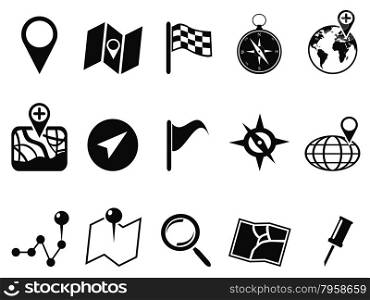 isolated black map icons set from white background