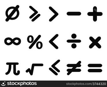 isolated black math icons set from white baclground