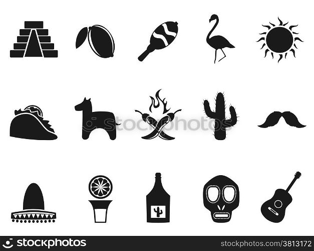 isolated black mexico icons set from white background