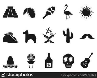 isolated black mexico icons set from white background