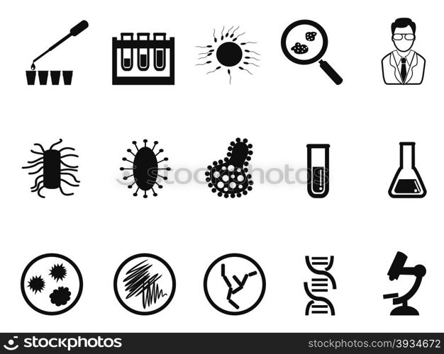 isolated black microbiology icon set on white background