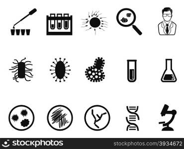 isolated black microbiology icon set on white background